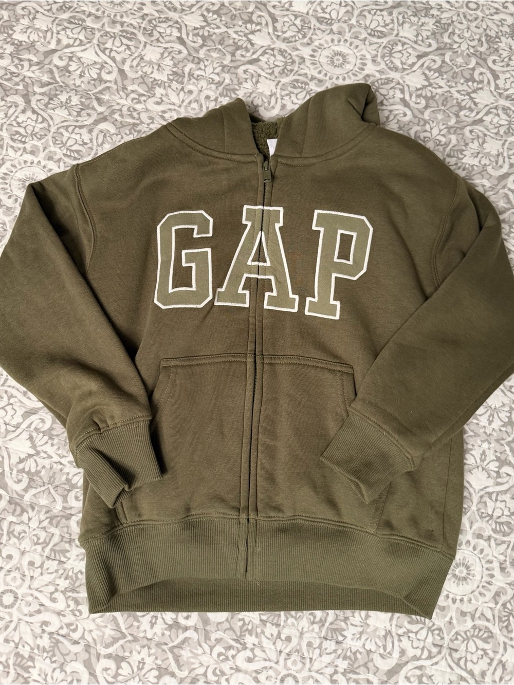 GAP Olive Green Full-Zip Hoodie for Kids